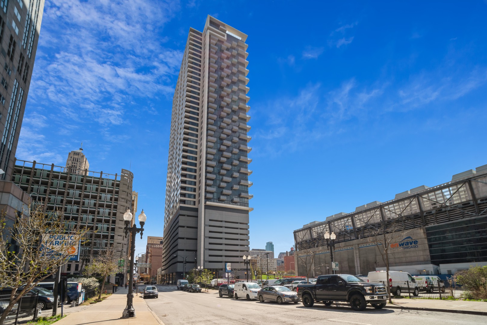 a view of a tall building