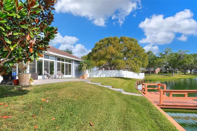 a view of a lake with houses