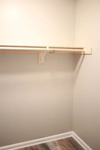 a view of small space with racks on the wall