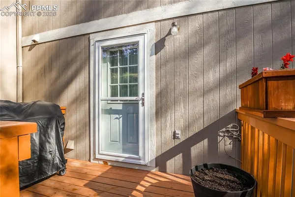 a view of a wooden door