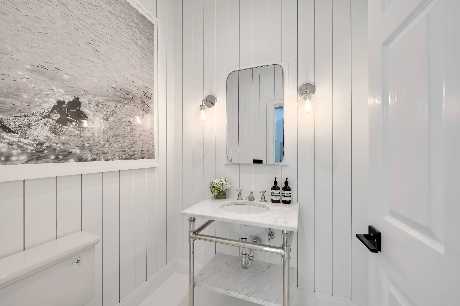 80 Beckys Path Bridgehampton, NY 11932 - Photo 11 of 13 a bathroom with a sink and a mirror