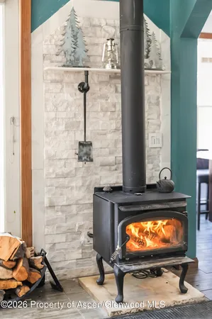 a view of fireplace with outdoor area