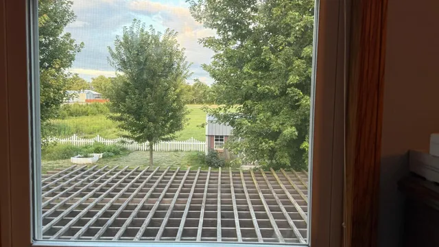 a view of a wooden balcony