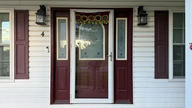 a view of a entryway front of a house