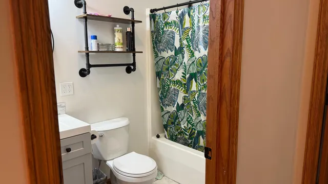 a bathroom with a toilet