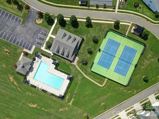 an aerial view of a house