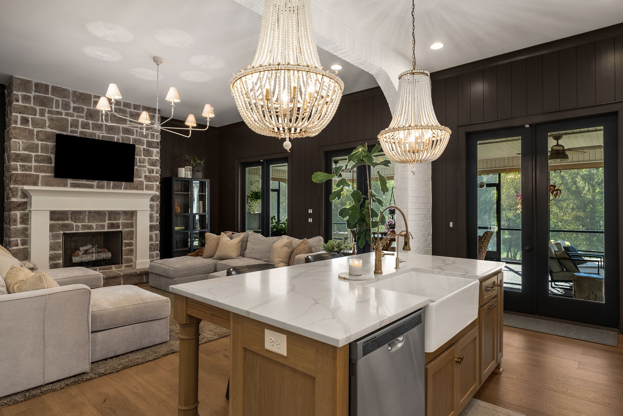 1780 Berea Church Road Lebanon, TN 37087 - Photo 18 of 62 a view of a dining room with furniture wooden floor chandelier and a fireplace
