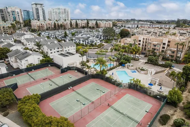 an aerial view of a city