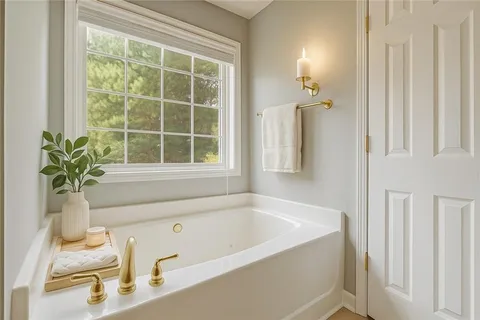 an aerial view of a backyard