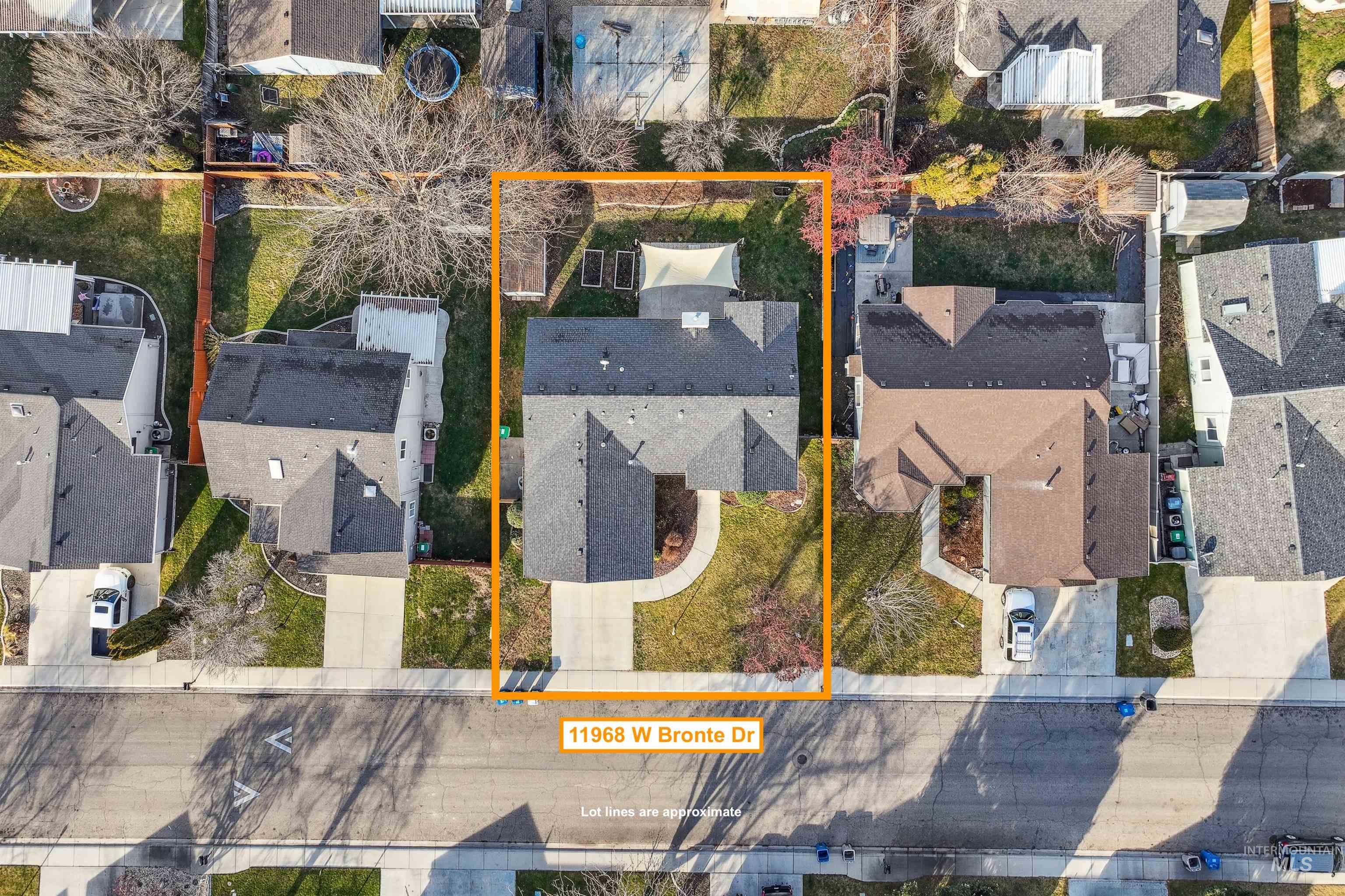 11968 West Bronte Street Boise, ID 83709 - Photo 43 of 48 Aerial view of residential area with property parcel outlined