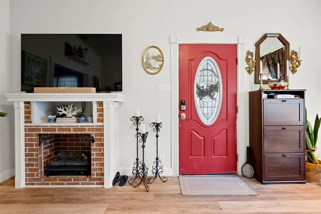 a front view of a house with entryway