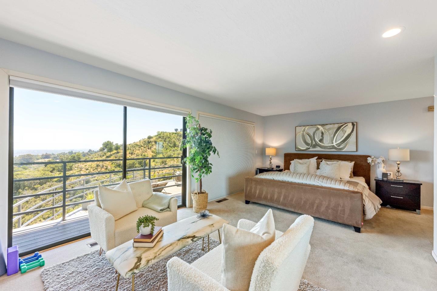 1305 Southdown Road Hillsborough, CA 94010 - Photo 34 of 72 a bedroom with furniture and large windows