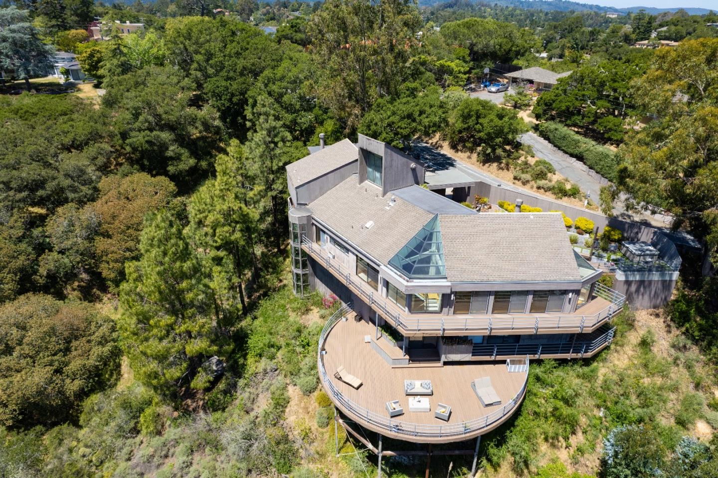1305 Southdown Road Hillsborough, CA 94010 - Photo 70 of 72 an aerial view of a house with swimming pool and green space