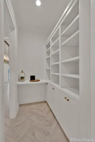 a view of an empty walk in closet