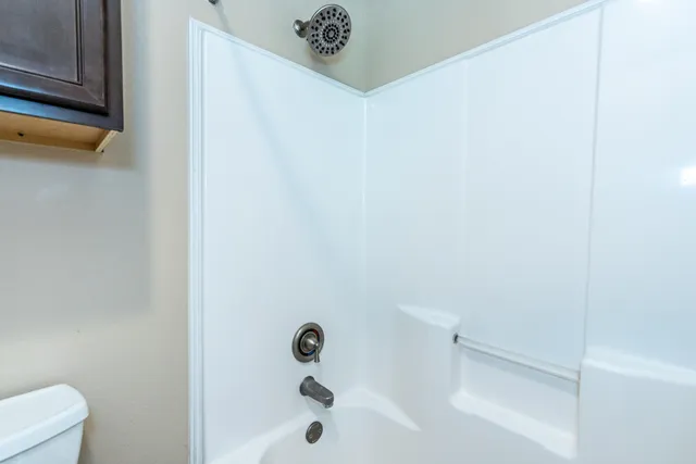 a bathroom with a bathtub