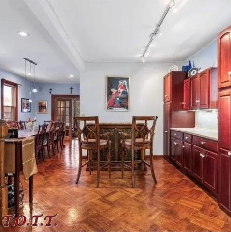 a view of a dining area with furniture