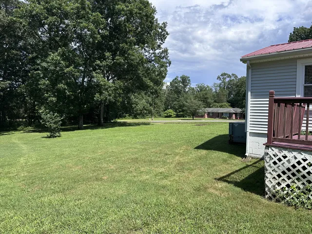 a view of a garden with wooden fence