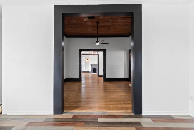 a view of livingroom with wooden floor