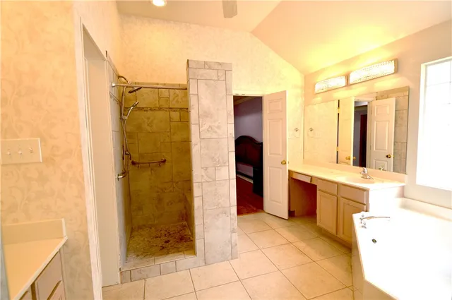 a bathroom with a shower