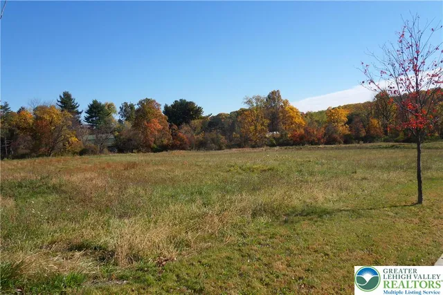 a view of a field with an ocean view