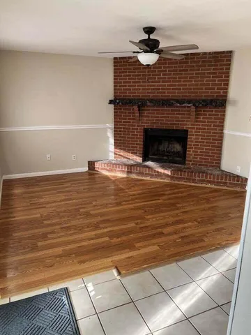 a view of fireplace and microwave