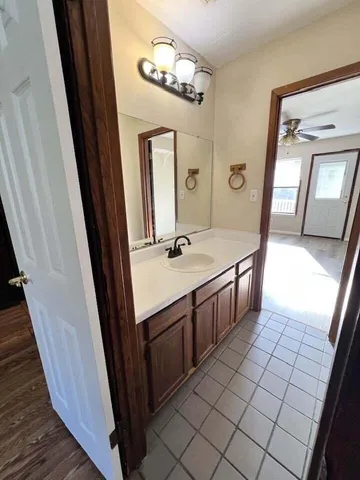 a bathroom with a bathtub