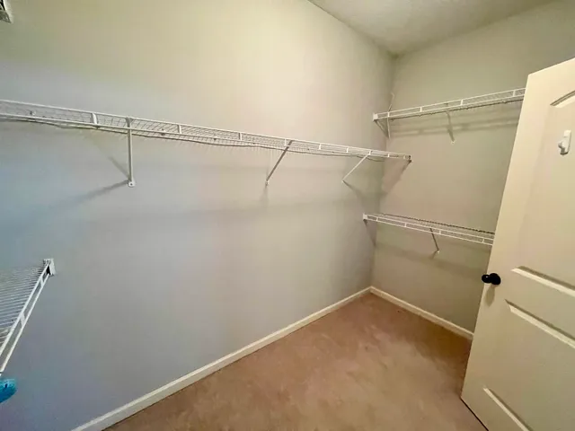 a view of a room with racks on the wall