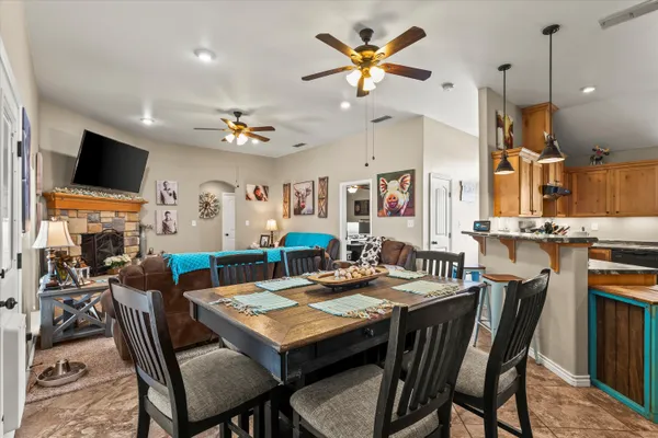a view of a dining room and livingroom