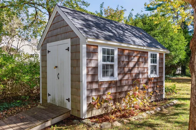 a view of a lake with a outdoor space
