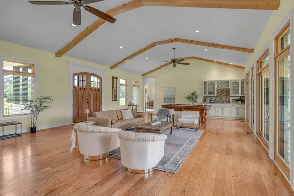 a kitchen with lots of counter top space
