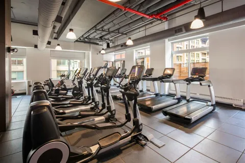 a view of a room with gym equipment