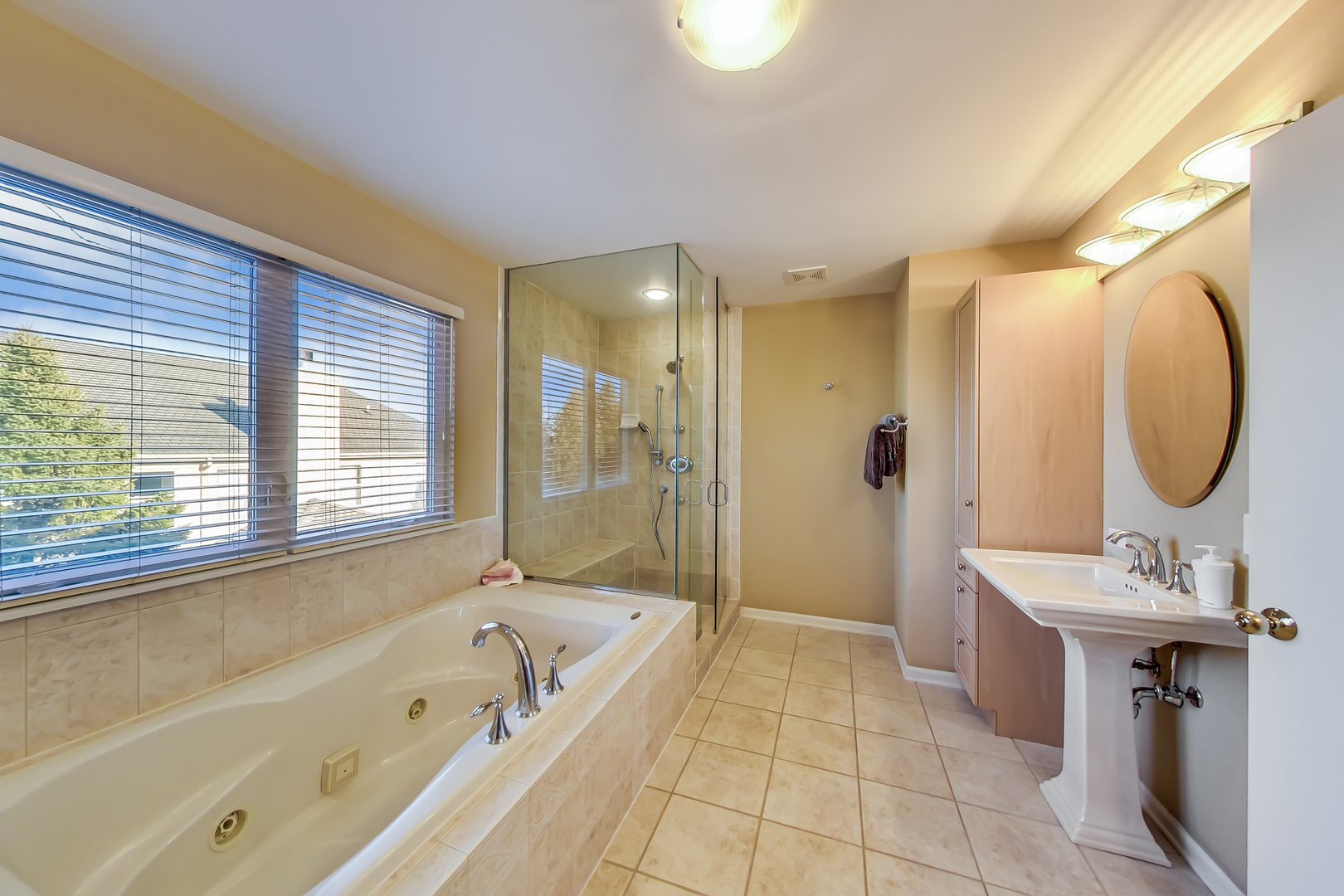 791 Endicott Road Highwood, IL 60040 - Photo 15 of 25 a bathroom with a bathtub a sink a mirror a shower and a bathtub