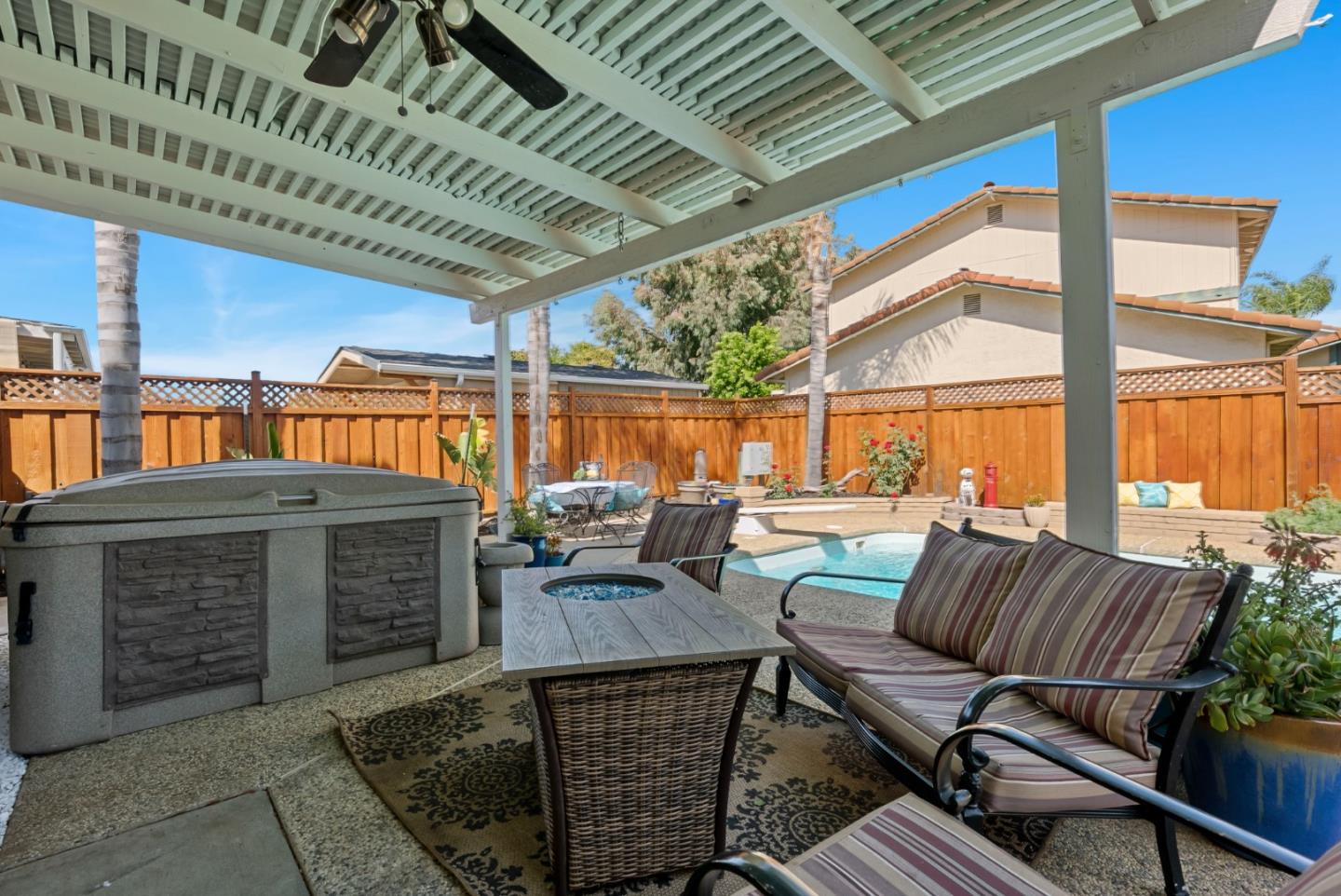 6570 Thames Drive Gilroy, CA 95020 - Photo 24 of 30 a outdoor space with patio the couches and a dining table with the garden view