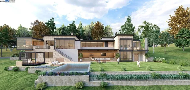 a view of a house with a back yard