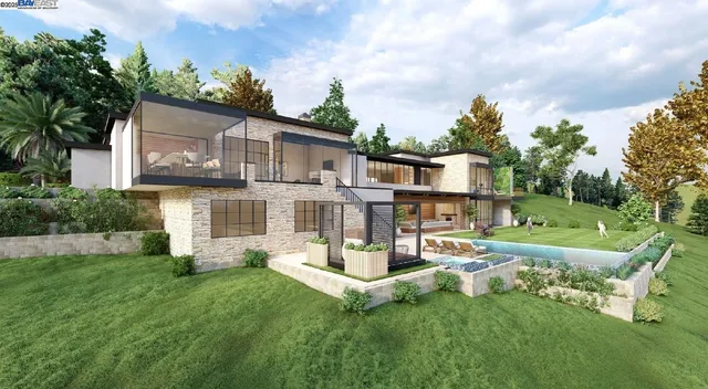 a view of a house with a backyard porch and sitting area