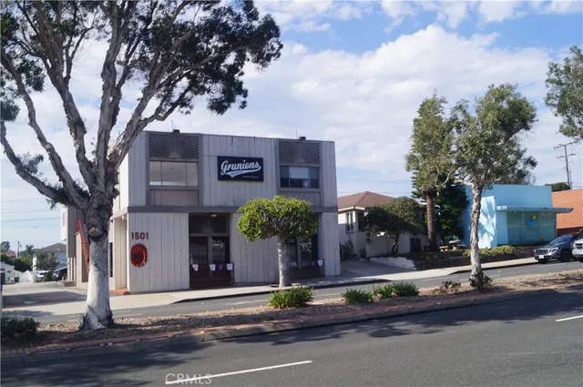 a view of a building with a street