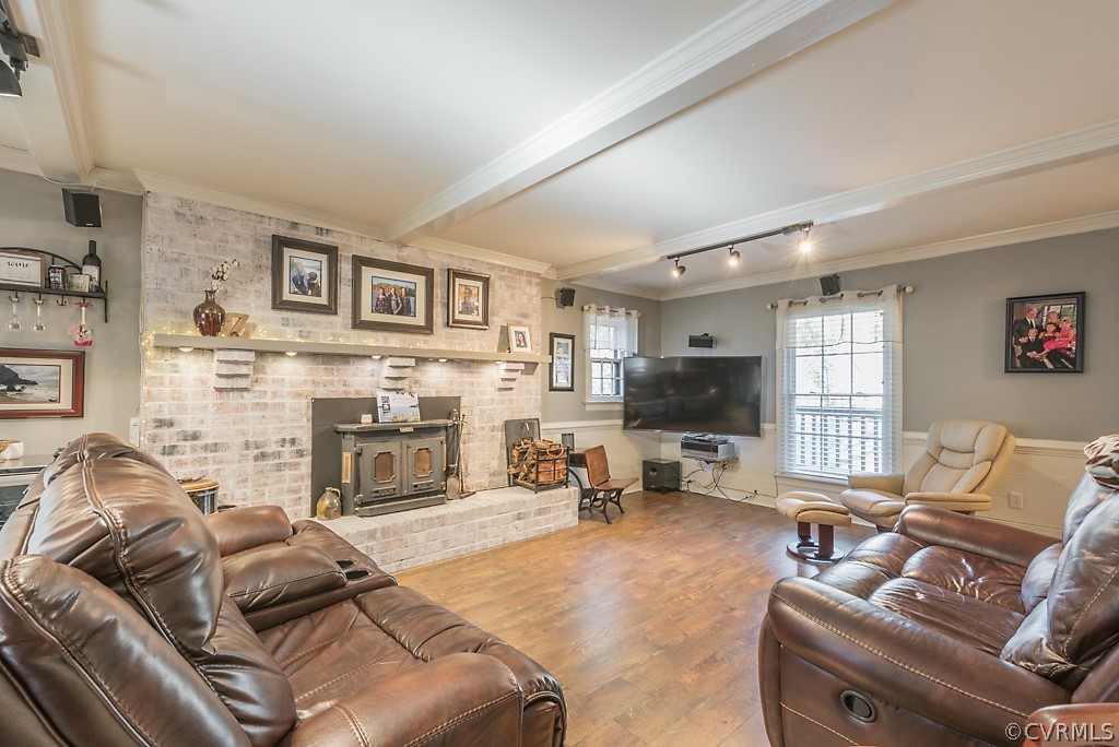 13505 West Poplar Grove Road Midlothian, VA 23112 - Photo 6 of 44 Gorgeous family room with brick fireplace, beamed