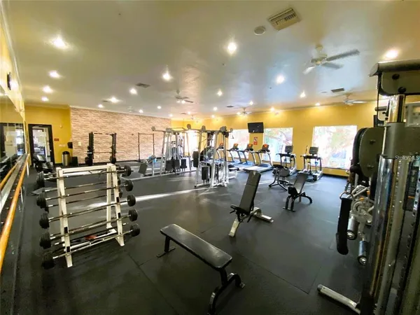 a view of a room with gym equipment