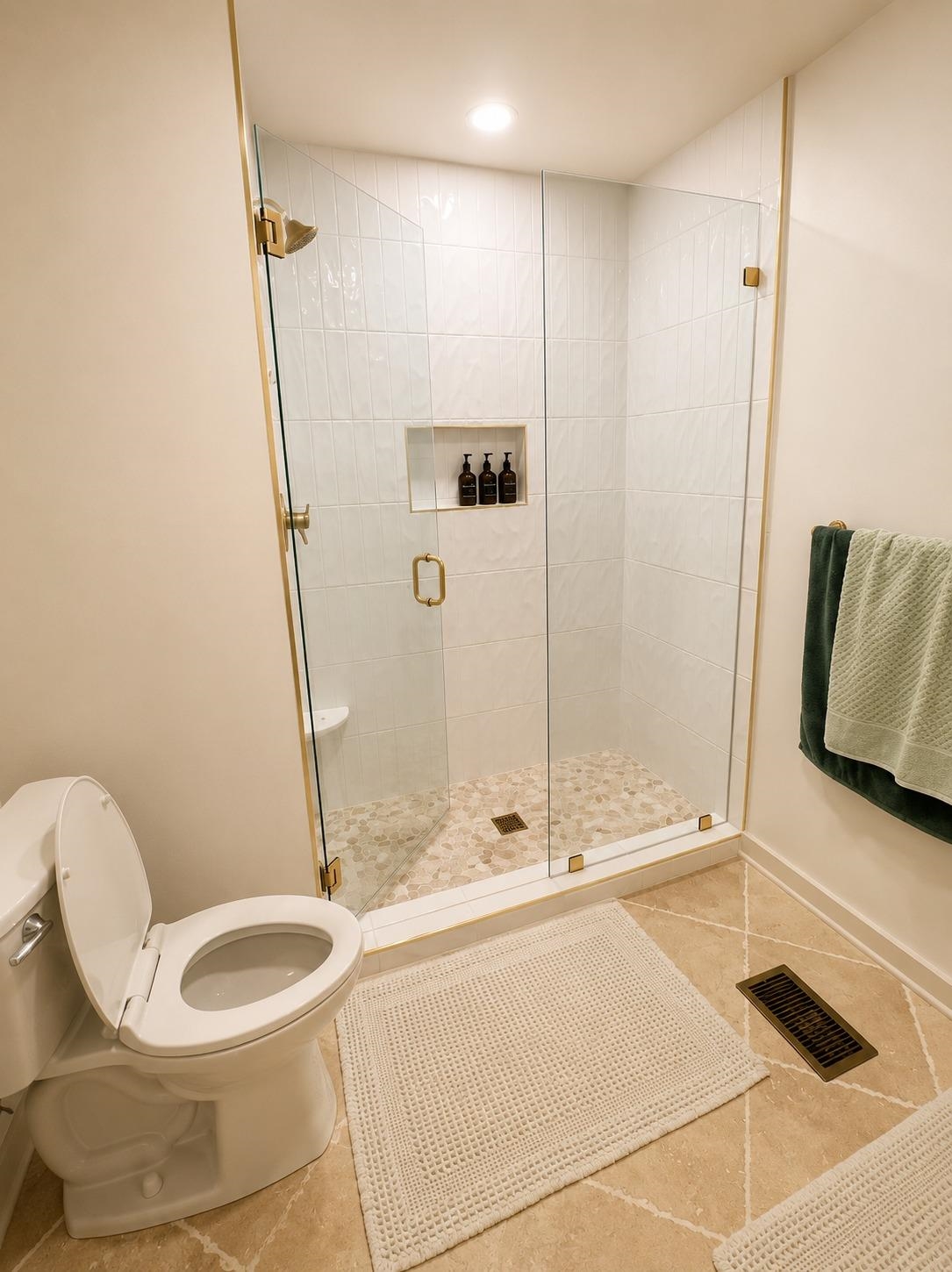 470 Rich Road Somerville, TN 38068 - Photo 29 of 40 Walk-in shower with clear glass enclosure and gold-finish hardware