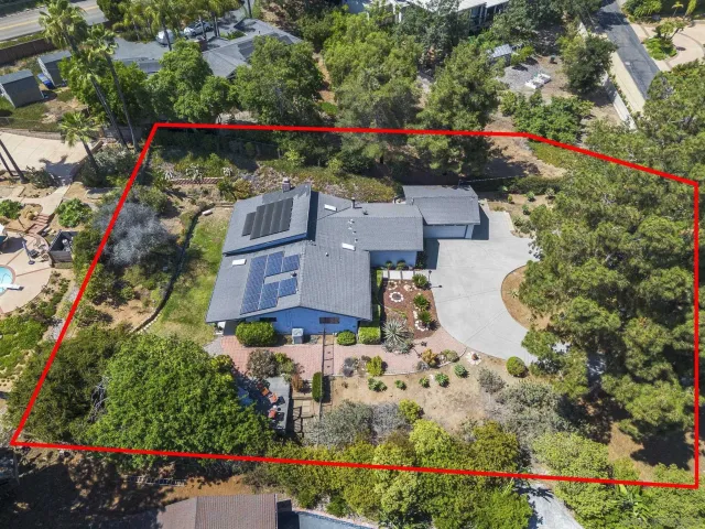 an aerial view of a house