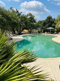 a building view with a bed and a book