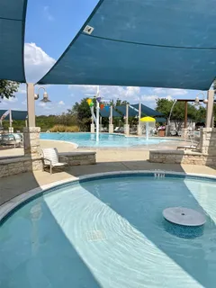 a view of a park with slide