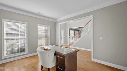 a view of a room with a window