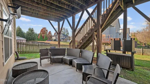 a view of outdoor space with seating