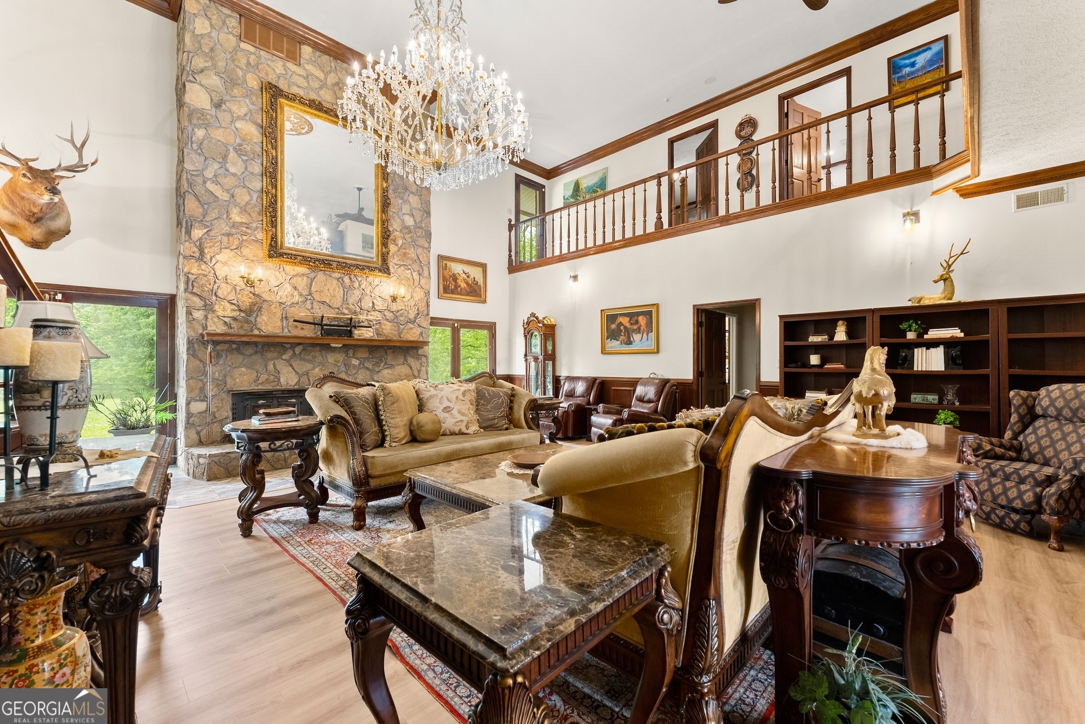 7215 Kelly Bridge Road Dawsonville, GA 30534 - Photo 15 of 81 a living room with fireplace furniture and a large window