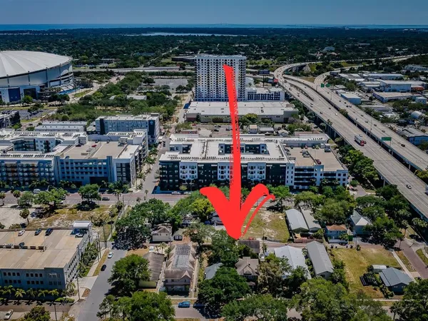 an aerial view of a house