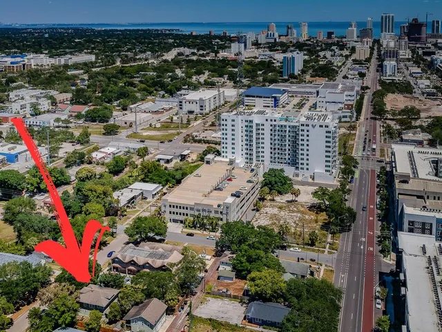 an aerial view of multiple house
