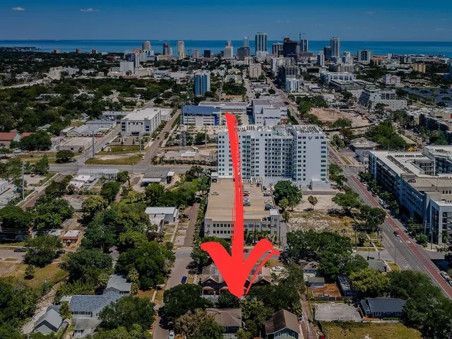 an aerial view of multiple house