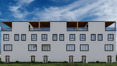 a front view of a building