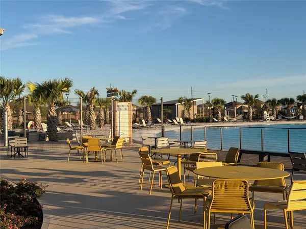 a view of a terrace with skyline